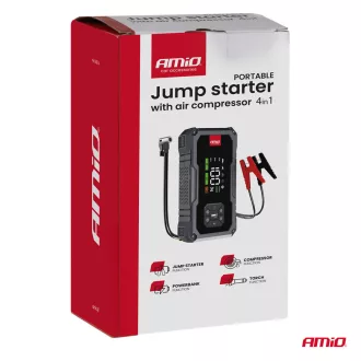   Amio Hordozható Akkumulátor, Kompresszor, Power Bank, Lámpa