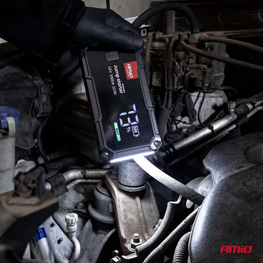 Amio Hordozható 3az1-ben Akkumulátor, 12V, 12000mAh