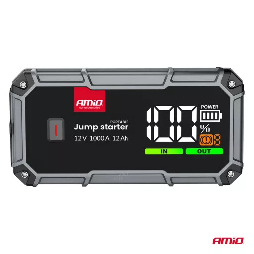 Amio Hordozható 3az1-ben Akkumulátor, 12V, 12000mAh