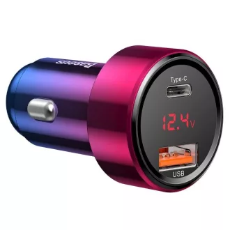   Baseus Szivargyújtós Töltő USB/USB C-vel És Voltmérővel