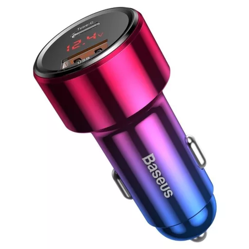 Baseus Szivargyújtós Töltő USB/USB C-vel És Voltmérővel
