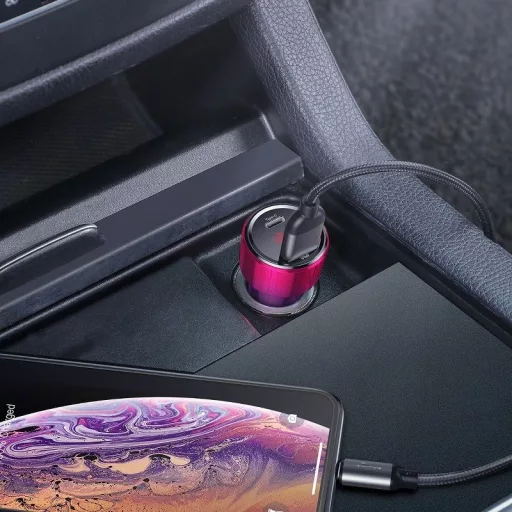 Baseus Szivargyújtós Töltő USB/USB C-vel És Voltmérővel