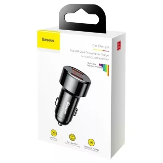   Baseus Magic Szivargyújtós Töltő 2x USB QC 3.0 45W Fekete