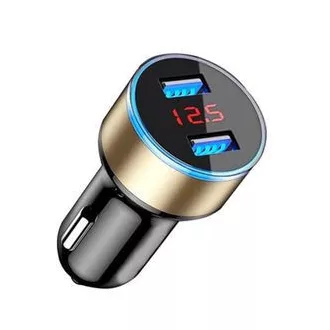   13009 Autós töltő + voltmérő 06USB - 2USB - Quick Charge 3.0 - 12-24V - Arany szín