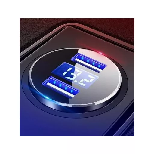 13009 Autós töltő + voltmérő 06USB - 2USB - Quick Charge 3.0 - 12-24V - Arany szín