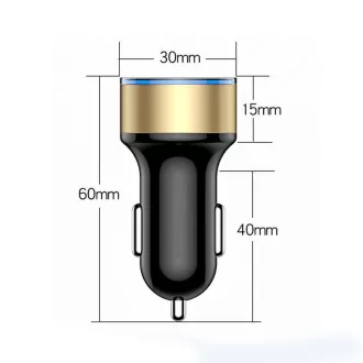   13009 Autós töltő + voltmérő 06USB - 2USB - Quick Charge 3.0 - 12-24V - Arany szín