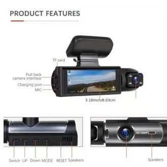 Dupla autós DVR videokamera, Full HD, 1080p felbontás