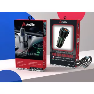   13030 07ACSET Gyors töltő USB/USB-C + 3 az 1-ben töltő különböző töltőfejekkel - 5A 20W 12-24V
