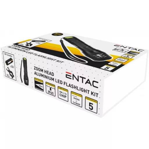 Elemlámpa Fókuszálható Alu. 5W (+Biciklikormány adapterrel) Entac