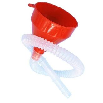 Tölcsér, műanyag hosszú flexibilis tömlővel