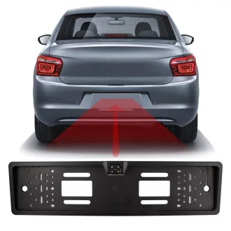   Rendszámtábla keretbe épített tolatókamera + szenzorok - 12V