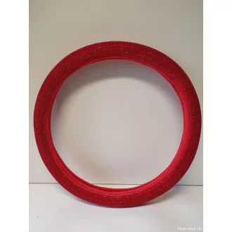  Kormányvédő huzat 37-39 cm strasszkristályokkal PIROS +piros kő