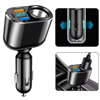 Autós töltő 3 USB porttal + szivargyújtó Prémium QC3