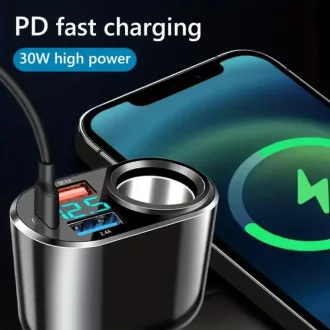 Autós töltő 3 USB porttal + szivargyújtó Prémium QC3