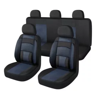   Univerzális üléshuzat szett Légzsákos - fekete/kék oldaltámaszos erős