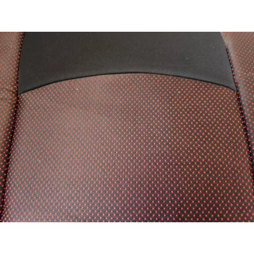 Univerzális üléshuzat szett Légzsákos - fekete/piros oldaltámaszos erős Bőr hatás