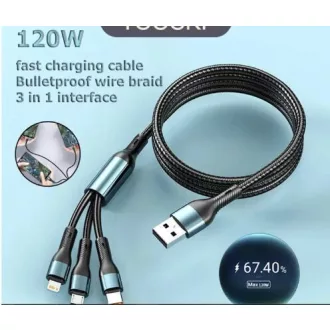   Gyors töltő USB/USB-C + 3 az 1-ben töltő különböző töltőfejekkel - 5A 20W 12/24V