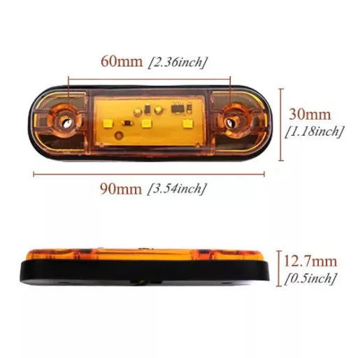 Szélességjelző 3LED-es - sárga - 12-24V