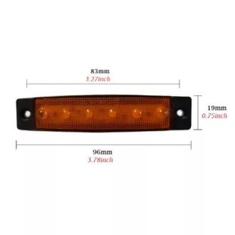 Szélességjelző 6LED-es - sárga - E-jel -12-24V 2db.