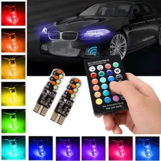 Színes T10-RGB Led Izzó távirányítós 12V készlet