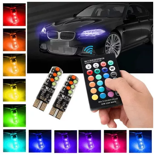 Színes T10-RGB Led Izzó távirányítós 12V készlet