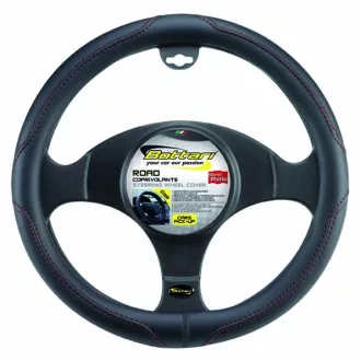   KORMÁNYVÉDŐ ROAD Fekete bőrhatású, piros varrással (37-38 cm)