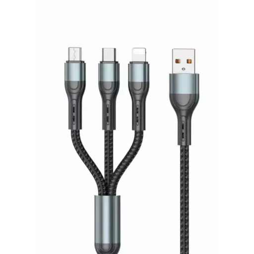 12095 6A-100W 3IN1 Gyorstöltő kábel - Alumínium ötvözet
