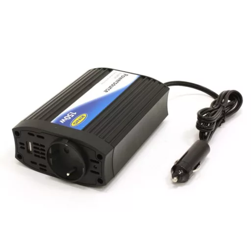 Inverter Feszültségátalakító, 150W AC 230V-ra, 2 hálózati csatlakozóval, 4 USB - 2 Type-C porttal és 1 szivargyújtó aljzat