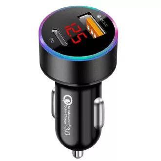   13191 M27 Autós töltő + voltmérő - USB + USB-C (PD) - Quick Charge 3.0 - 12-24V