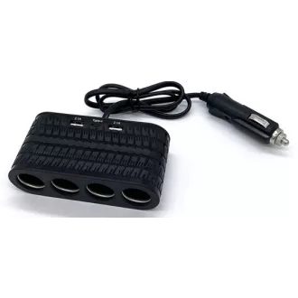   13290 Szivargyújtó elosztó 4-es + 2 USB aljzat + 1 Type-C 12/24V - MAX 120W