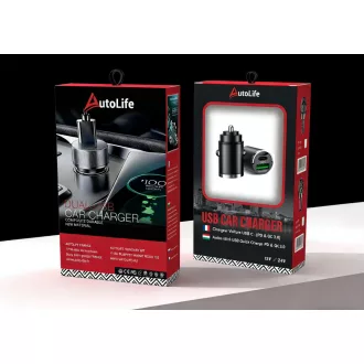   2 portos MAX 100W-os autós gyorstöltő adapter - 12/24V – USB-A + USB-C (PD/QC)