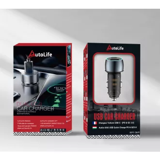   Autós töltő + 3IN1 gyorstöltő kábel - 48W - Quick Charge 3.0 - 12-24V LED 07AC+ SZETT