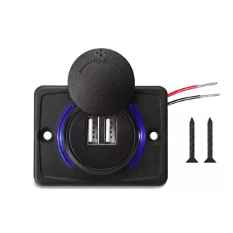 Kettős USB töltőaljzat 3.1A, vízálló, 12-24V
