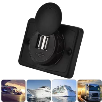 Kettős USB töltőaljzat 3.1A, vízálló, 12-24V