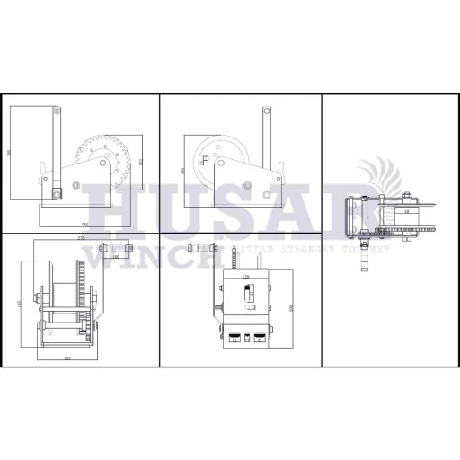 Husar Winch Csörlő Kézi, 1578 Kg 3500 Lbs 10M Hevederrel