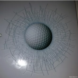   Poén matrica több labda változatban autóra betört, repedt üveg szélvédő