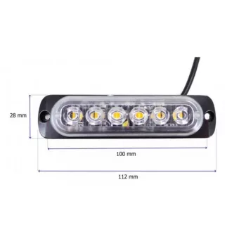 18042 6LED-es stroboszkóp sárga - E jel - 12-24V W13891-1