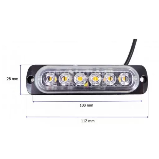 18042 6LED-es stroboszkóp sárga - E jel - 12-24V W13891-1