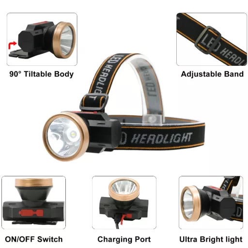 COB Led-es fejlámpa - akkumulátoros