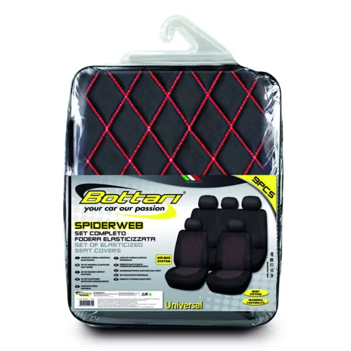 Üléshuzat Univerzális szett SPIDERWEB szteppelt piros trapéz varrással