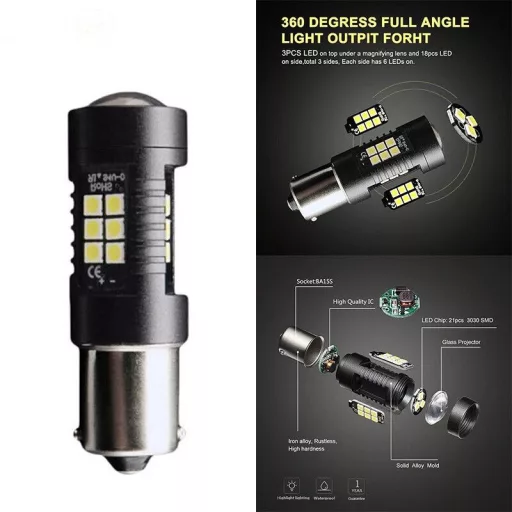 SMD- 1156-3030-21SMD 2db-os 21W - fehér - 12-80V CANBUS