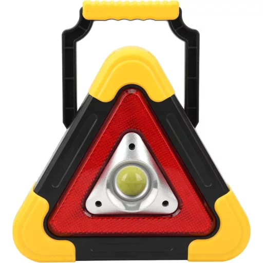 Figyelmeztető háromszög LED lámpa – többfunkciós, napelemes vészjelző, powerbank 16.5x16.5cm