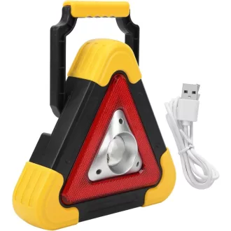   Figyelmeztető háromszög LED lámpa – többfunkciós, napelemes vészjelző, powerbank 16.5x16.5cm