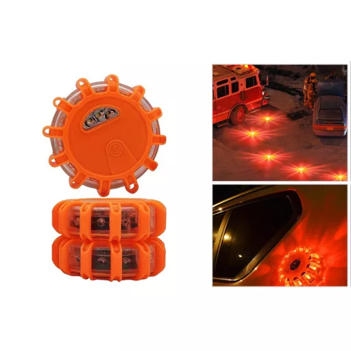 Autós vészjelző lámpa – 12 + 3 LED, akkumulátoros, USB / USB-C töltéssel