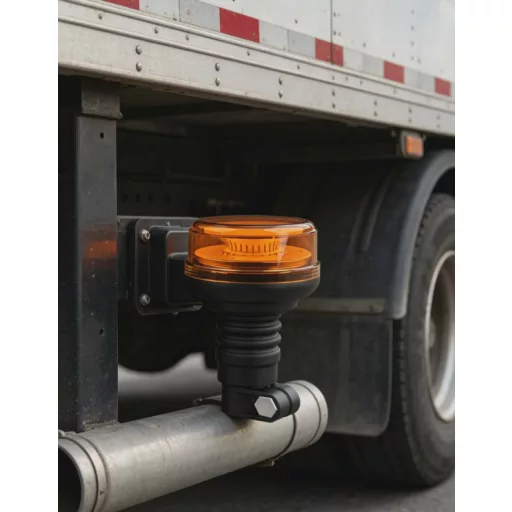 E-jeles sárga LED villogó lámpa csőre húzható kivitelben – 12/24V, 9W, dupla villogási mód