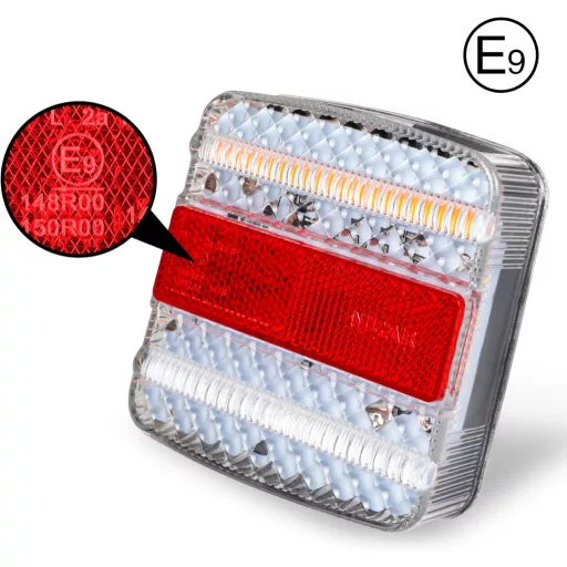 E-jeles LED utánfutó hátsó lámpa szett – 7 pólusú csatlakozóval, komplett világítás 12/24V