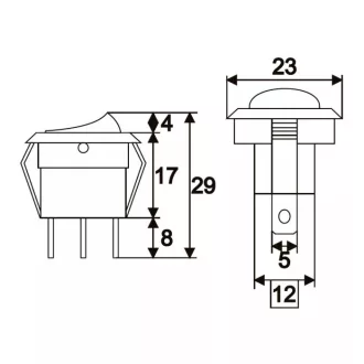 Kapcsoló Billenő, Piros 16A 12V