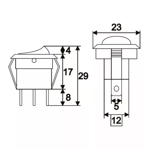 Kapcsoló Billenő, Piros 16A 12V