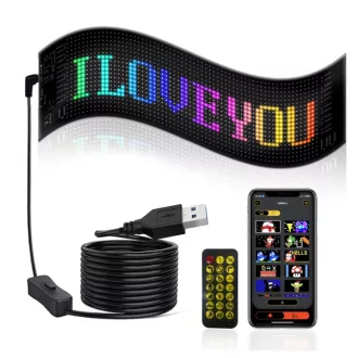   Matrix Pixel LED panel, Bluetooth vezérlés, Alkalmazással programozható, 16x64 LED, 9.5x37.5cm, vízálló