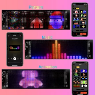   Matrix Pixel LED panel, Bluetooth vezérlés, Alkalmazással programozható, 16x64 LED, 9.5x37.5cm, vízálló